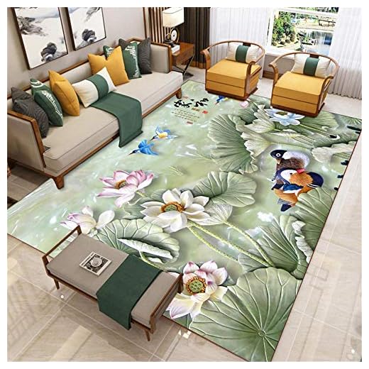 AU-SHTANG billiga extra stora mattor orientalisk matta rosa lotus mandarin anka mönster design matta mattor för vardagsrum - Rosa_80 x 160 cm