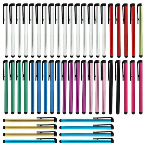 50 Pcs Universal Capacitive,Pack De Stylets Universels pour Écrans Tactiles Capacitifs, Compatible avec Tablettes, IPad Mini/Pro/Air, Smartphones, Samsung Galaxy -...