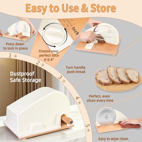 Image of CAWIU Upgraded Manual Bread Slicer for Homemade Sourdough Round with Cover