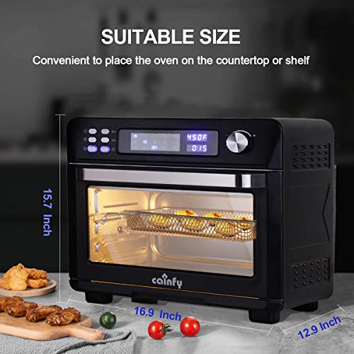 Cainfy Rotisserie Convection Toaster Oven Air Fryer Countertop Roaster Oven 25.5 Quart Toaster Oven with Timer, Temperature Control, LED Digital Display, 6 Accessories, 1700W