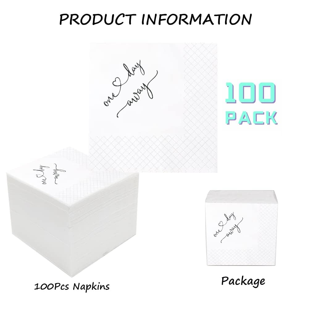 Servilletas de cóctel para cena de ensayo de un día, servilletas de papel a granel para cena de ensayo, boda, decoración de mesa de bebidas, 2 capas, 5 x 5 pulgadas (100, negro)