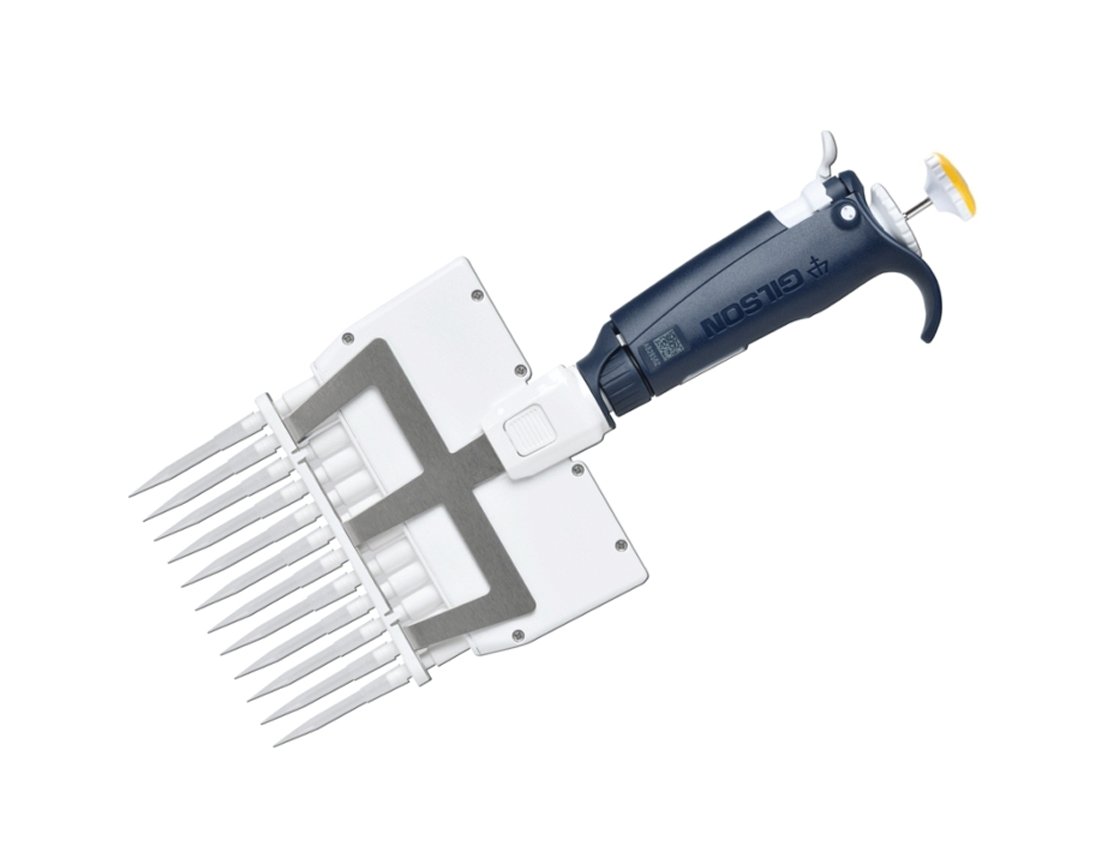 Gilson Pipetman FA10014 Color Coded Multichannel L Pipettor, 12 Channel, 0.5-10µL Volume Range