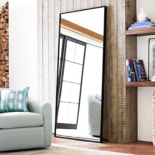 Image of PexFix Floor Full Length Mirror 64 inchx22 inch Mirror Full Length with Stand Full Body Mirror for Home Decor,Black
