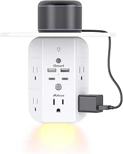 Amazon.com: Wall Outlet Extender with Shelf and Night Light, Surge ...