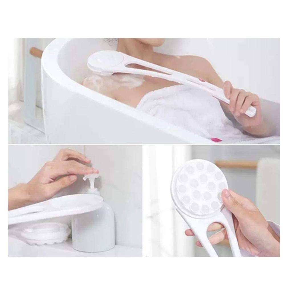 Szczotka pod prysznic Szczotka do ciała pod prysznic ze szczotką gąbkową, nylonem, szczotką do masażu, gąbką do szorowania pleców Gąbka do kąpieli z zakrzywionym długim uchwytem do skóry Exf