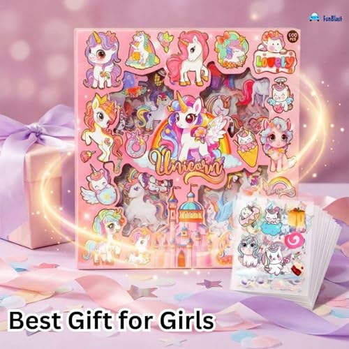 Image of FunBlast Unicorn Theme PET Stickers, Kawaii Sticker - 100 Sheets; 500+ Pcs Aesthetic Sticker, Japanese Style Craft Stickers, Self-Adhesive Sticker's Set - Multicolor (G)