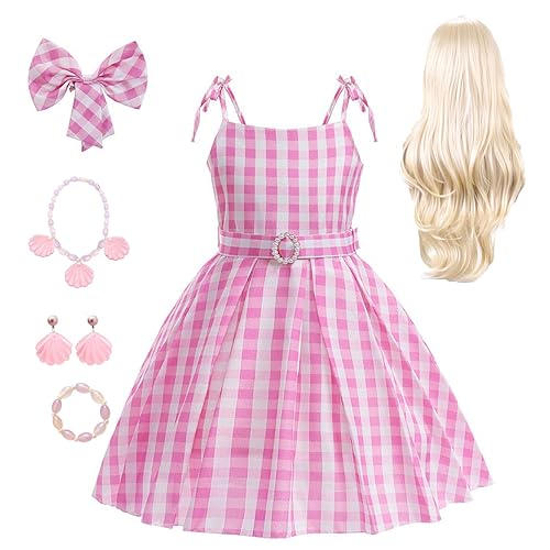 Disfraz Robbie para niñas vestido a cuadros rosa