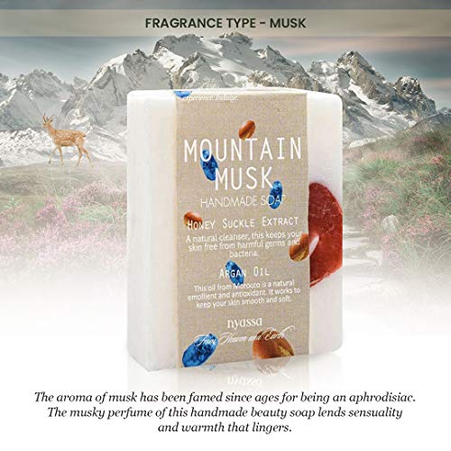 Image of Nyassa Luxurious Mountain Musk Handmade Natural Bathing Soap | Honey Suckle Extract&Argan Oil| Musky Fragrance |Smooth & Soft Skin| All Skin Type 75gm
