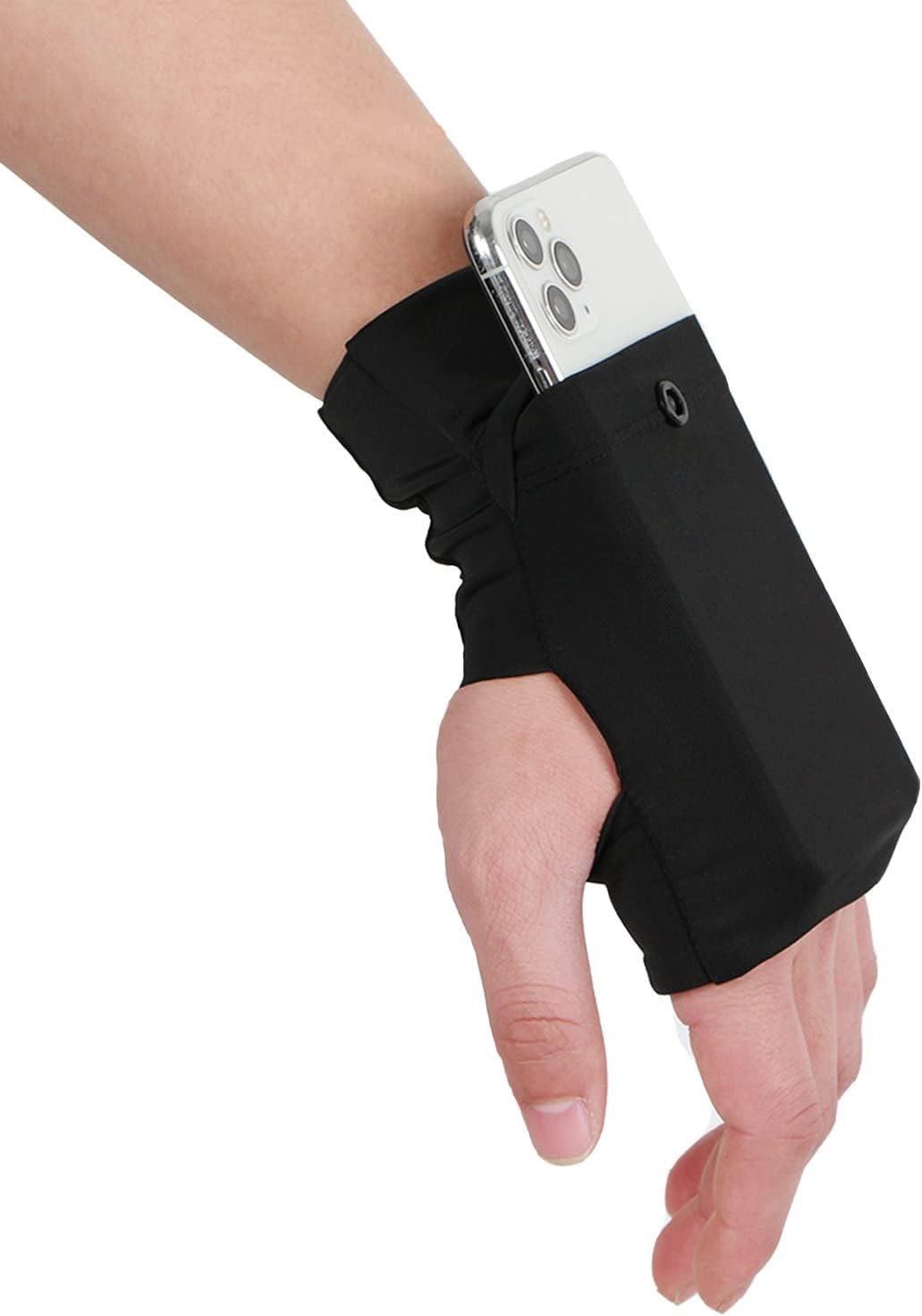 Ailzos Sports Wrist Bag Portable Wristband Running Wrist Wallet for Women Men Phone Sleeve Forearm Wristband for Cards, Keys, All Purpose Sport Bag Phone Wrist Storage Pouch for Outdoor, Black, M