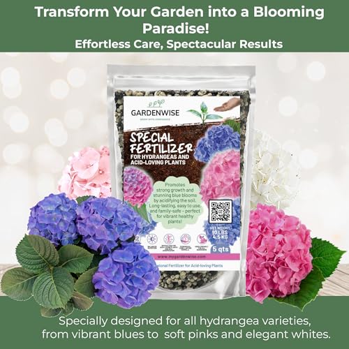 Image of GARDENWISE Slow Release Hydrangea Fertilizer with Iron & Sulfur - Indoor & Outdoor Soil Acidifier for Miracle Growth (2 qt)