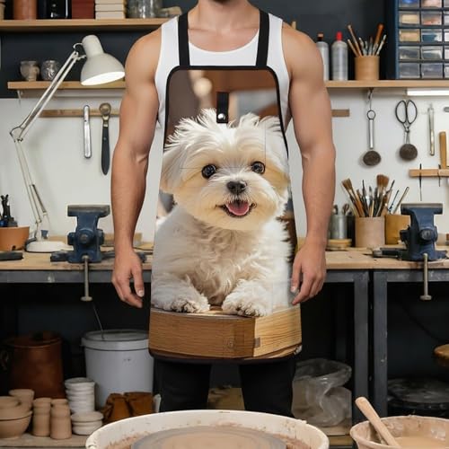 Delantal de trabajo con diseño de cachorro Maltés miniatura 4