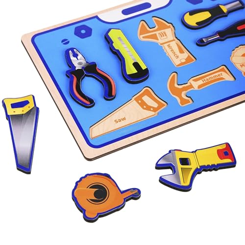 Image of Tools Wooden Puzzle | Baby Puzzle for 2-4 Years Old Toddlers | Learning Puzzle Toys for Pre School and Montessori Kids