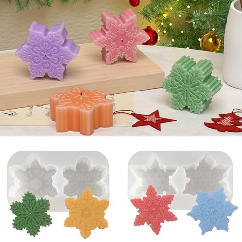 WISIRENT - Moldes de silicona para copo de nieve, 4 unidades, silicona