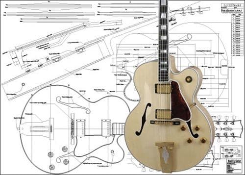 Australian Luthiers Supplies Plan of L5 Archtop Electric Jazz Guitar - Full Scale Print