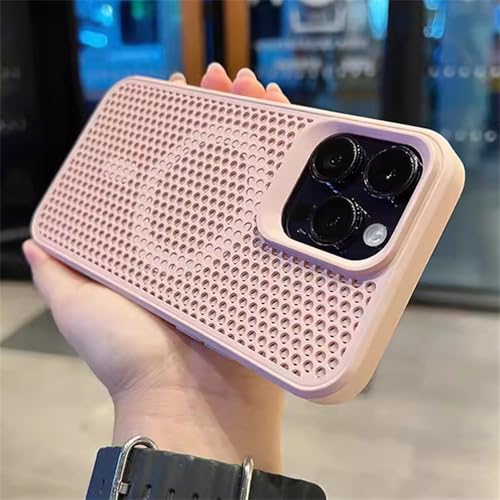 Étui de chargement sans fil magnétique anti-surchauffe en maille rose iPhone 11 Pro Max