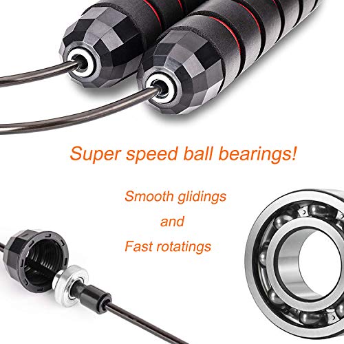 CATHYLIFE Jump Rope Tangle-Free, for Adults Men Women Kids, Memory Foam Handles Ideal for Aerobic Exercise Like Speed Training, Endurance Training and Fitness Gym, Adjustable Skipping Rope