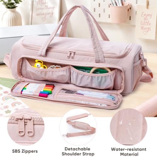 Image of AMOIGEE Puff Carrying Case for Cricut Explore 5, Quilted Storage Bag for Die-Cutting Machine, Travel Craft Tote with Pockets for Vinyl, Tools, Mats and Cricut Accessories and Suppliers
