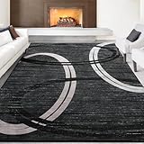Kimicole 5x8 Large Area Rugs for Bedroom Living Room, Modern Abstract Geometric Washable Rugs, Low Pile Thin Rug, Non-Slip Indoor Wavy Circles Floor Carpet for Office Dining Room Home Decor (Grey)