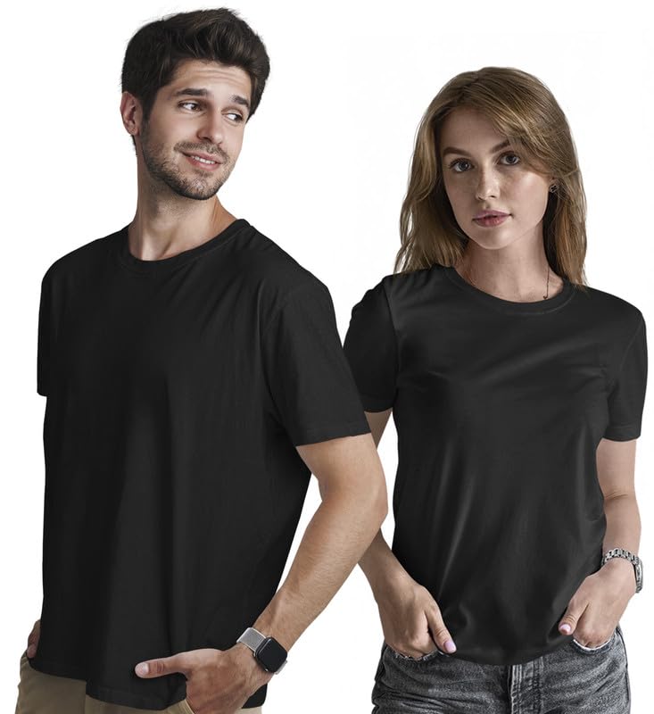 Image of INDISSH Couple T Shirt for Men and Women| Anniversary | Mens & Women Cotton Printed Tshirt| Husband Wife Valentine Tshirt Gift | Solid Plain Tshirt