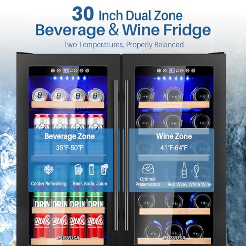 Image of 30 Inch Wine and Beverage Refrigerator Dual Zone Wine Fridge