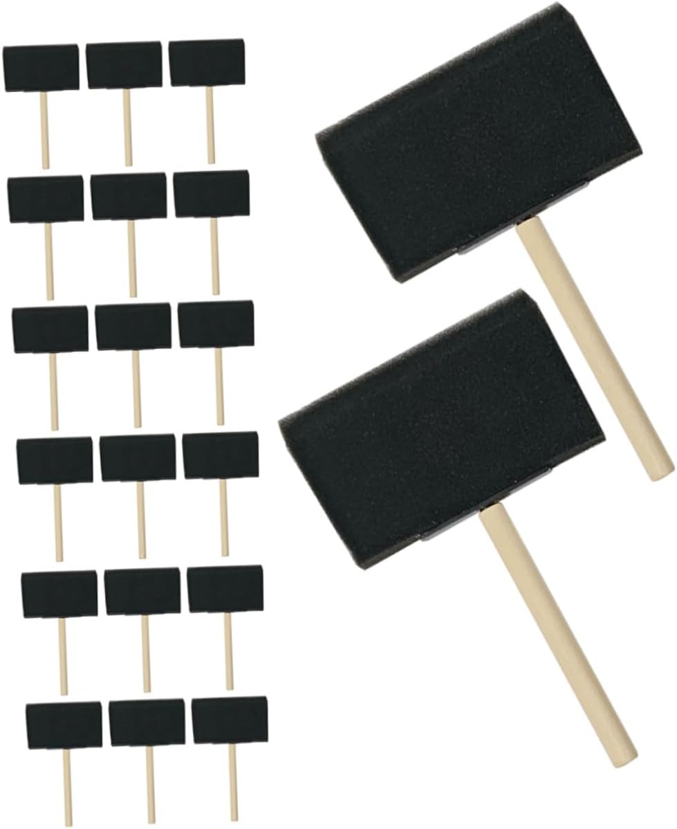 Alipis 25pcs 4-inch Wood Handle Sponge Paint Brushes, Soft Foam Sponges for Arts and Crafts, Tempera and Acrylic Painting Supplies