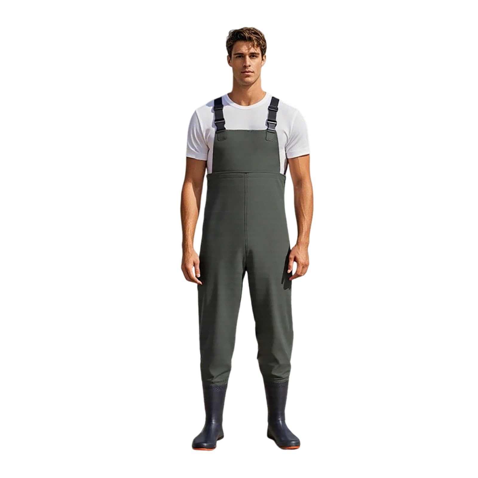 Generisch Conjunto de peto para hombre, de manga larga, pantalones de vadeo, chándal para hombre, traje de trabajo, botas de pesca impermeables, con muchos bolsillos prácticos, tirantes elásticos y