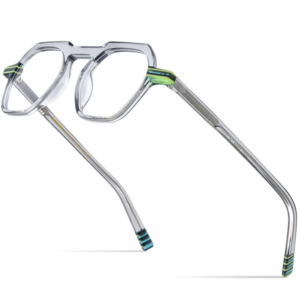 MUTYNE Montura de gafas de acetato multicolor para hombre, anteojos cuadrados retro, gafas para mujer
