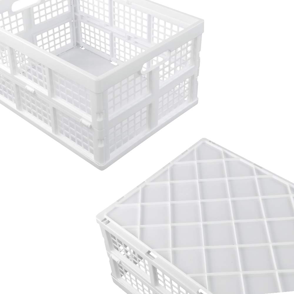 Lot de 4 grandes caisses de rangement pliables en plastique empilables 34 l