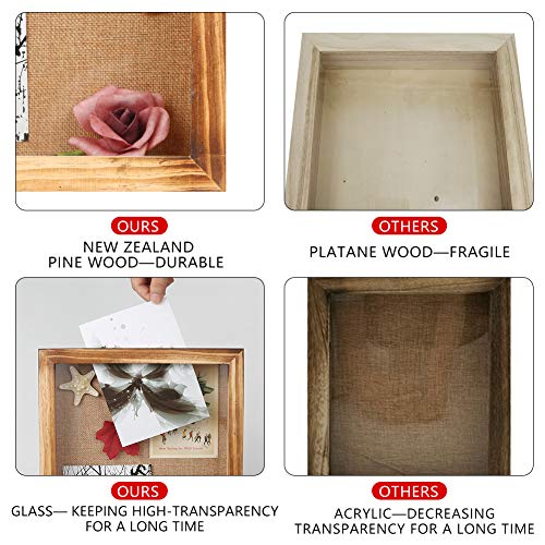 BECTSBEFF 11x14.5 Shadow Box Display Frame with Linen Board, 2.5-inch Depth, Rustic Shadowbox Picture Frame, Perfect for Photos,Sports Memorabilia, Awards, Medals and Tickets-Brown - Thumbnail 4