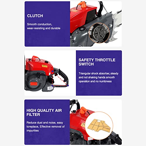 ZHANGTAOLF Gaskettensägen 105.7Cc 2 Zyklus Benzin Angetrieben, Kabelfreie Kettensägen 42 Zoll Kettensägengartenwerkzeug… – Bild 7