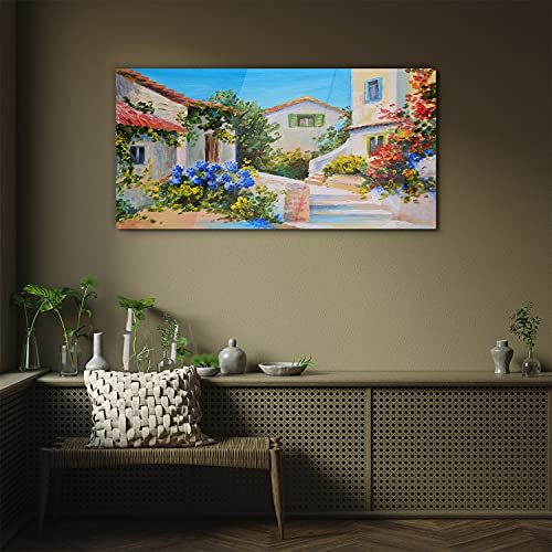 Photo sur verre acrylique fleurs de bâtiments pour salon contemporain 100x50cm - 3