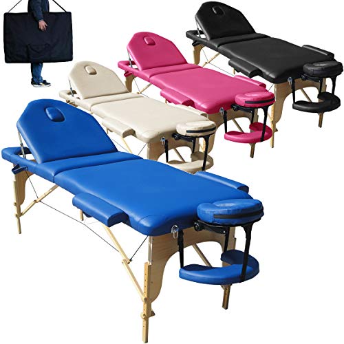 Mobile Massagetisch Massageliege Massagebank 3 zonen klappbar Kosmetikliege Neu - Blau Cover