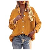 Zldhxyf Damen Mantel verdickte einfarbige Einreiher Fledermaus Langarm Winter gerippte Hemden Outwear mit Tasche Freizeitjacke Bomberjacke Mantel Damen