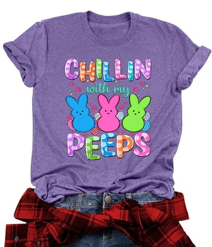 Image of LAZYCHILD Women Easter Teacher Shirts: Funny Treat All with Kindness T-Shirt Bunny Rabbit Tee Tops