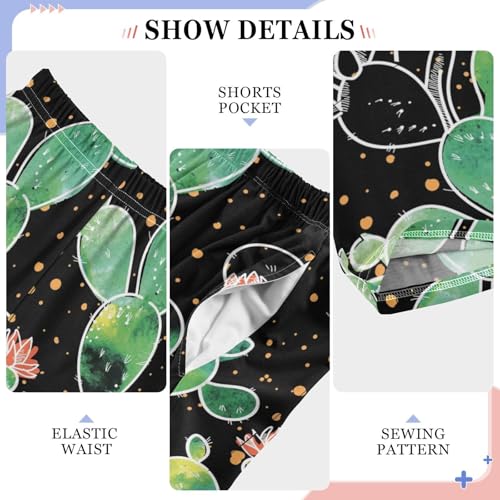 ZZXXB Cacti Flowers Polka Dot Boys Long Pants Soft Trousers Elastic Waist Kids Lounge Bottoms with Pockets S-XL4