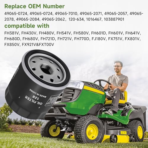Image of 49065-0724 Oil Filter Replacement, for kawasaki FX850V FX801V FJ180V FH381-721V FH601-770D FX751-FX1000V Engine Models, 49065-7010 oil filter elment, AM107423 120-634 1016467, Pack of 2