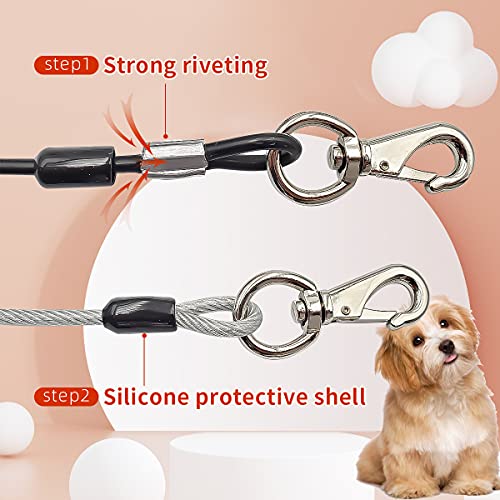Mi Metty Dog Leash for Dogs Up to 250 Pound,Heavy Duty Leash Made of Coated Wire Rope for Large and Medium Dogs,Dog Tie Out Cable with Soft Silicone Grip.【5 Feet Long- Transparent】