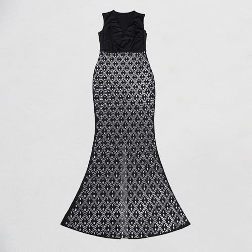 Image of PORRCEY Women's Sexy Elegant Rhinestone Bodycon Dress Hot Drilling Clubwear