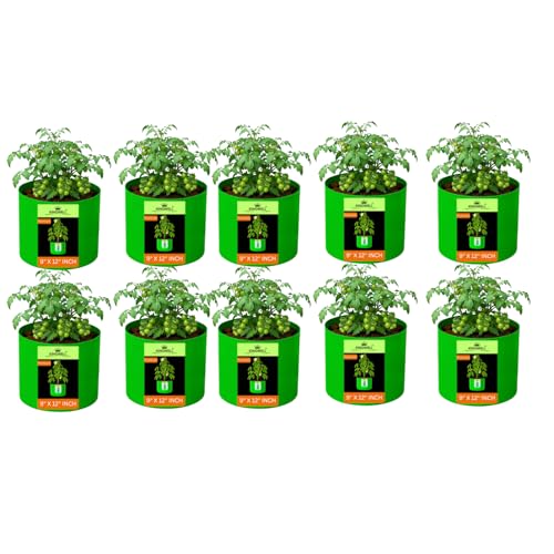 Image of Kingwell grow bags 9x12 inches pack of 10 For Terrace Garden Vegetable Plant Grow Bags Fruits Growing Containers For terrece Gardening