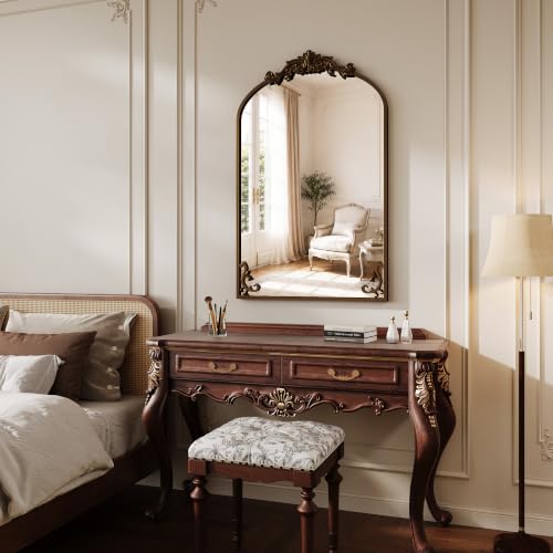 Image of Koonmi Vintage Wall Mirror, 38 inchx26 inch Arched Antique Mirror