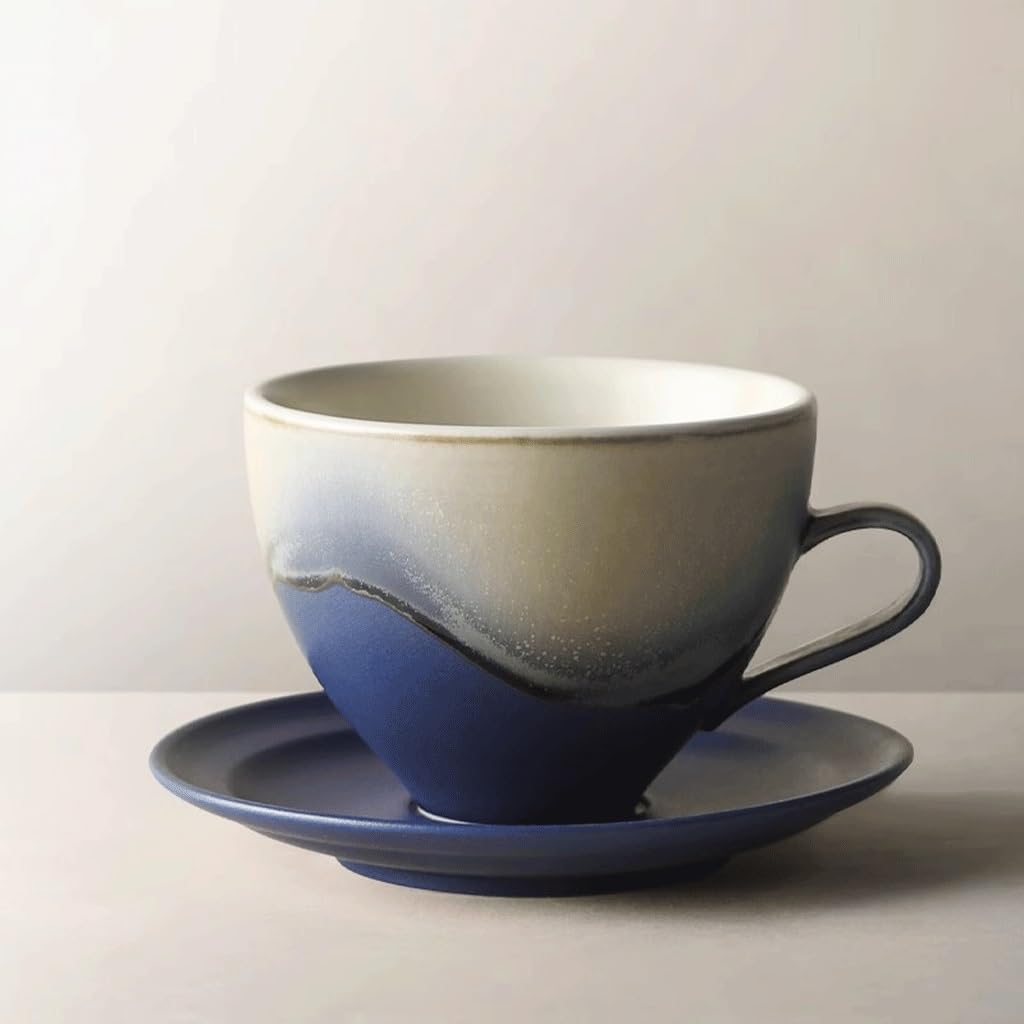 ENGENDER Tazas Cafe Taza De Café Cerámica Y Platillo, Retro Americana, Color Bajo Vidriado Mug Cups(A)