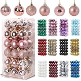 36Pcs Rose Gold Baubles for Christmas Tree Decorations,40mm/1.57" Small Xmas Bauble Hanging Ball,Christma Balls Ornaments with Strings,Shatterproof Christmas Baubles for Xmas Tree Holiday Party Decor