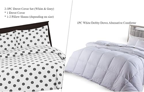 Miniatura 2 de Juego de cama de 3 piezas, funda de edredón y relleno de edredón con relleno de edredón alternativo Dobby extra cálido junto con 100% algodón percal