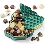 Christmas Chocolate Gift Basket, Christmas Tree Shaped Tin with Assorted Truffles, Holiday Stocking Stuffer Present, Festive, Corporate, Family, Gift Tin Idea for Men and Women, Bonnie and Pop