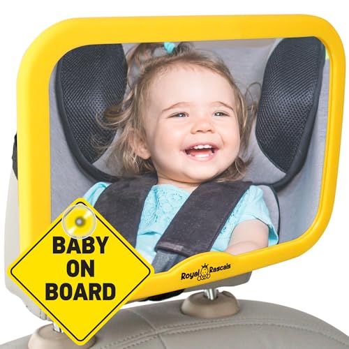 Espejo retrovisor bebe, cuál elegir 9 MODELO MEJORADO | Espejo para vigilar al bebé en el coche ROYAL RASCALS | El espejo retrovisor nº1 MÁS SEGURO para los asientos de niños orientados hacia atrás | Inastillable | PRODUCTO PREMIUM