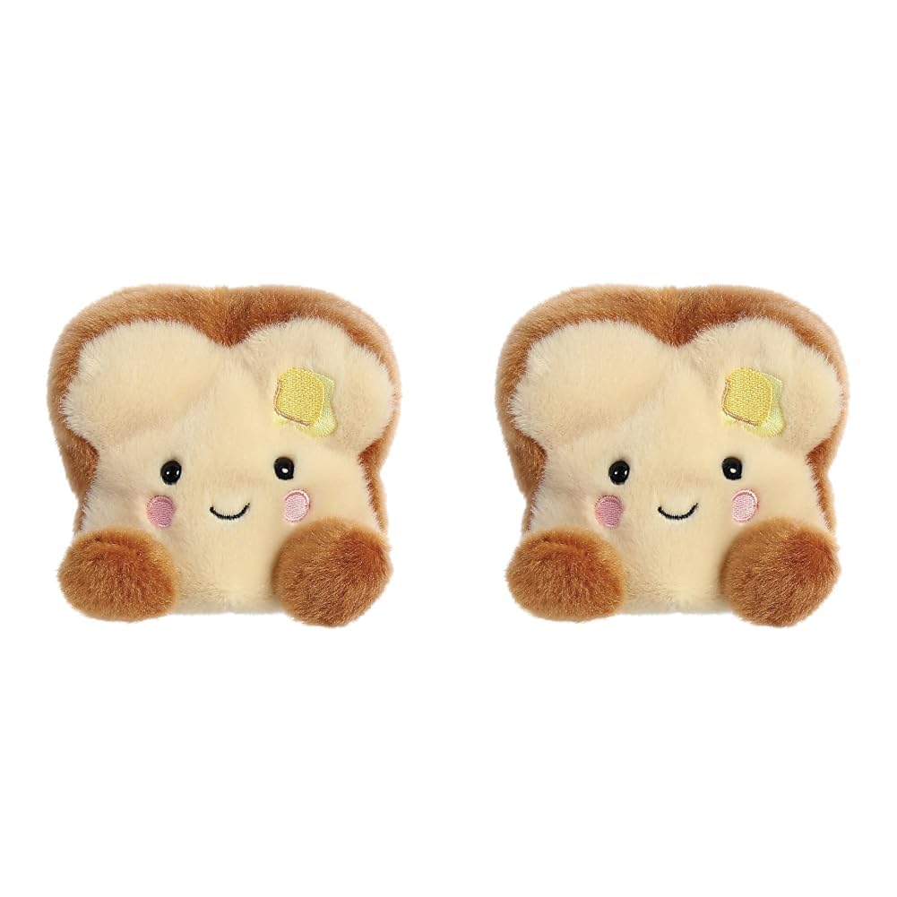 AURORA, 33574, Palm Pals Buttery Toast, 5In, Eco-friendly soft toy, Brown, Medium (Pack of 2)
