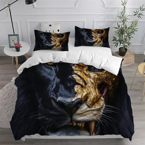Housse de couette lion microfibre facile à laver qui ne décolore pas