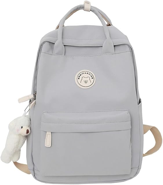 TIAASTAP Aesthetic Backpack School Bags for Girls Kawaii School Backpack with Cute Pendant Preppy School Bag for Kids Boys Teenage Primary Secondary Middle School