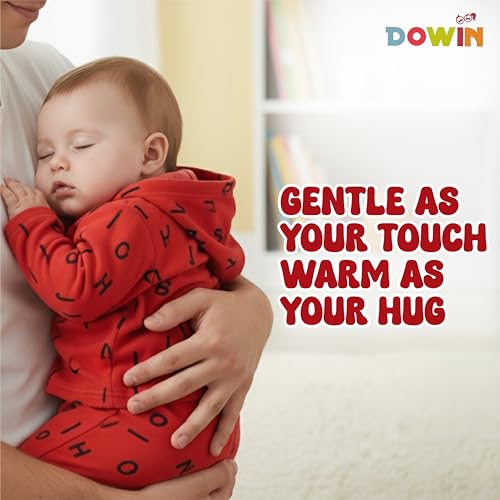 Image of Dowin Baby Boy's and Baby Girl's Front Open Thermal Polyfill Suit for Winters | Body Warmer for Baby | Full Sleeves Infant Woolen Set | Hoodie Clothing Set for New Born Baby | Lightweight (Pack of 1)