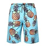 DOTBUY Badeshorts für Herren, Sommer Persönlichkeit Creative 3D Druck Gemütlich Schnelltrocknend Badehose Jungen Männer mit Taschen Kurze Hosen fit Hawaii Strand Surf (XL,Ananas 1)